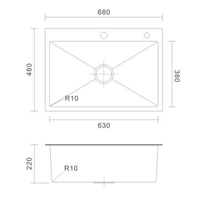 Topmount Stainless Steel Kitchen Sink Brushed Single Bowl 18 Gauge 68x45
