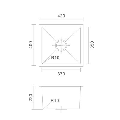 270mm Undermount Stainless Steel Kitchen Sink Cabinet Single Bowl Farmhouse Sink