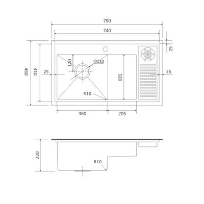 31 Inch Stainless Steel Kitchen Sink Glass Rinser Cup Washer