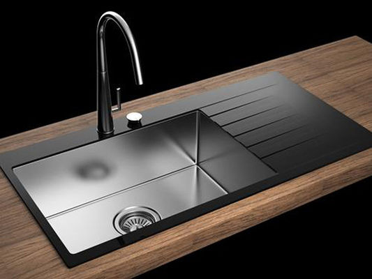 Glass 22 Inch Undermount Kitchen Sink Square Single Bowl 56x48